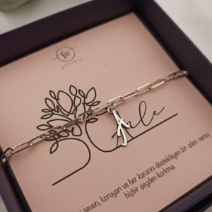 925 Ayar Gümüş Harfli Ataç Bileklik (Kişiselleştirilebilir)