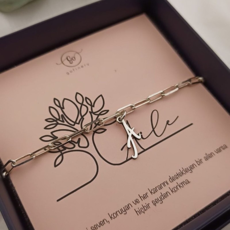 925 Ayar Gümüş Harfli Ataç Bileklik (Kişiselleştirilebilir)