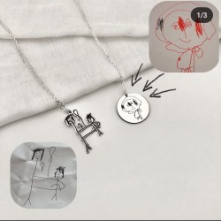 925 Ayar Gümüş İlk çizim Kişiye Özel Kolye