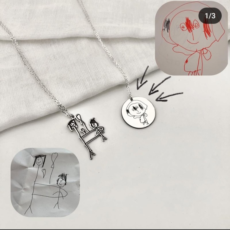 925 Ayar Gümüş İlk çizim Kişiye Özel Kolye