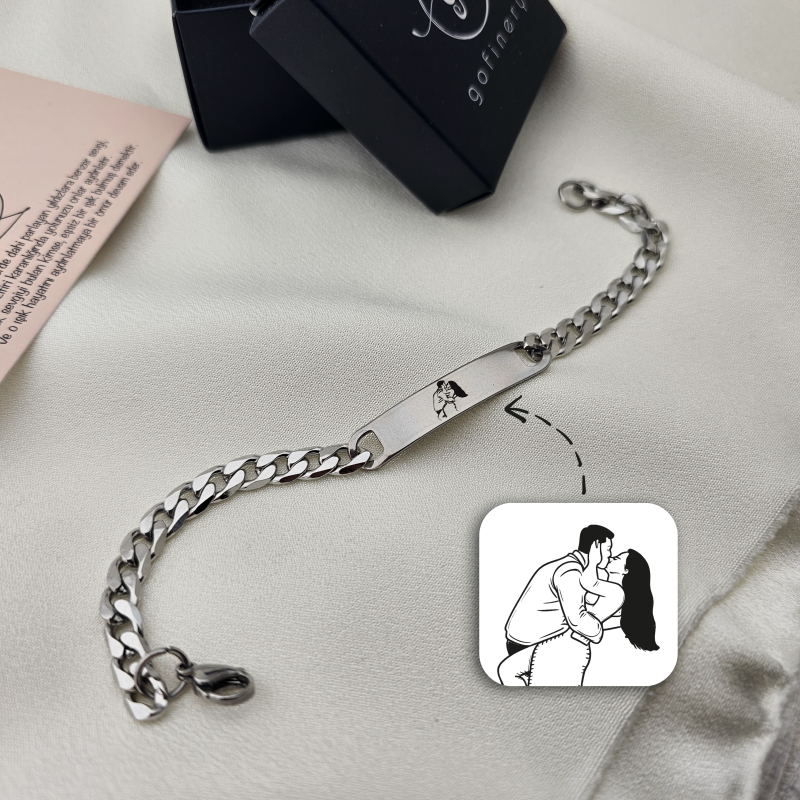 Çelik Çizim Bileklik (Kişiye Özel)