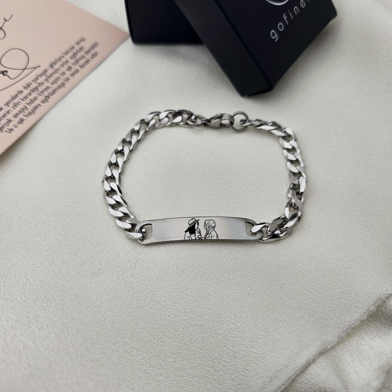 Çelik Çizim Bileklik (Kişiye Özel)