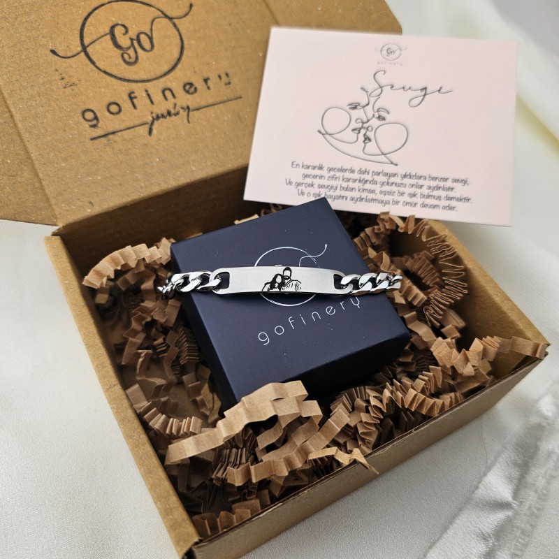 Çelik Çizim Bileklik (Kişiye Özel)