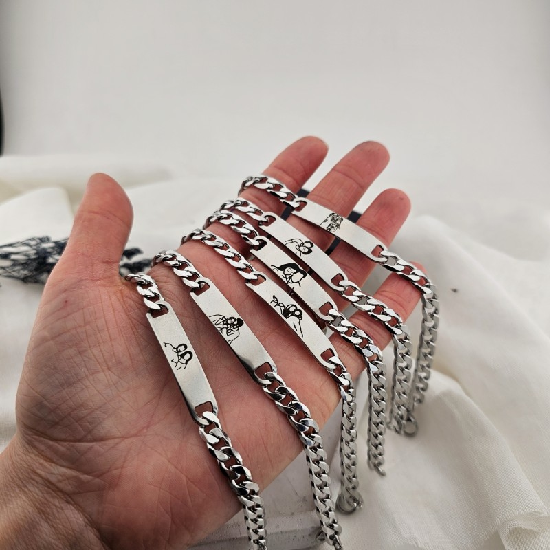 Çelik Çizim Bileklik (Kişiye Özel)