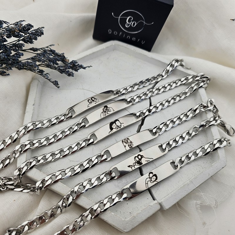 Çelik Çizim Bileklik (Kişiye Özel)