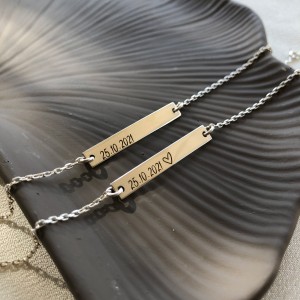 925 Ayar Gümüş Kişiye Özel Tarihli Bileklik (İki Adet)