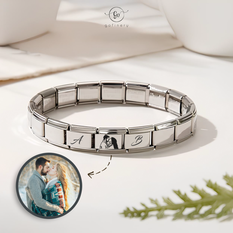 İtalyan Charm Çelik bileklik (Kişiselleştirilebilir)