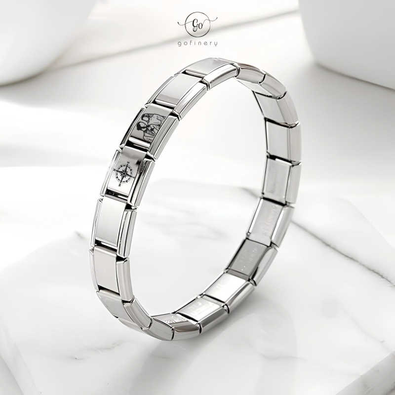 İtalyan Charm Çelik bileklik (Kişiselleştirilebilir)