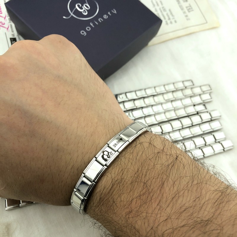 İtalyan Charm Çelik bileklik (Kişiselleştirilebilir)