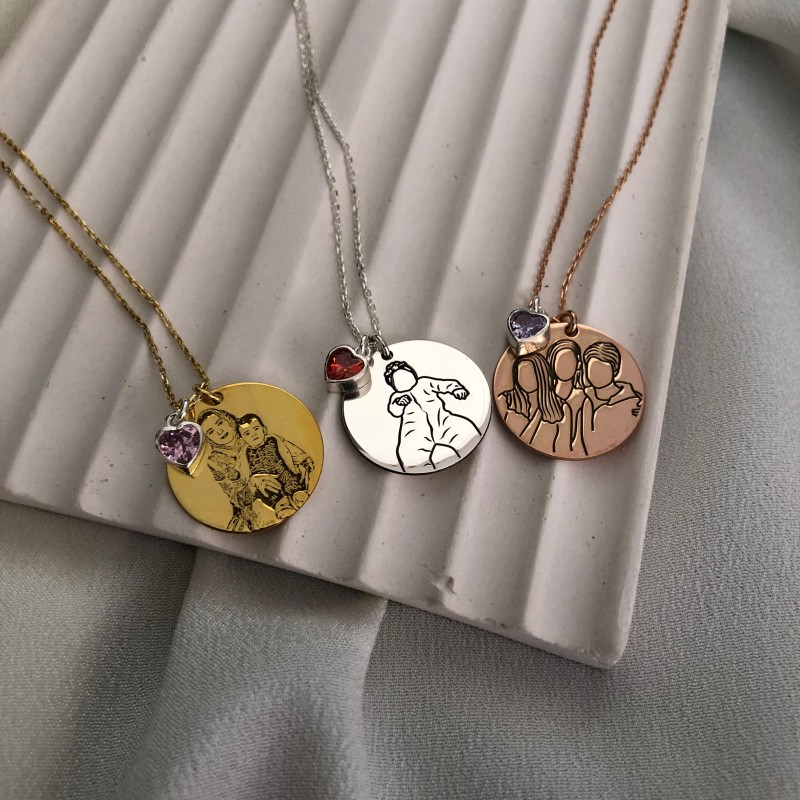 925 Ayar Gümüş Çizgisel Kolye Zirkon Kalpli