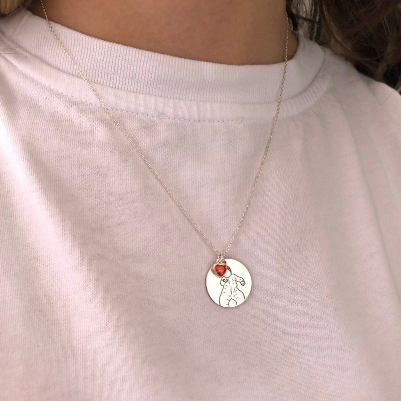 925 Ayar Gümüş Çizgisel Kolye Zirkon Kalpli