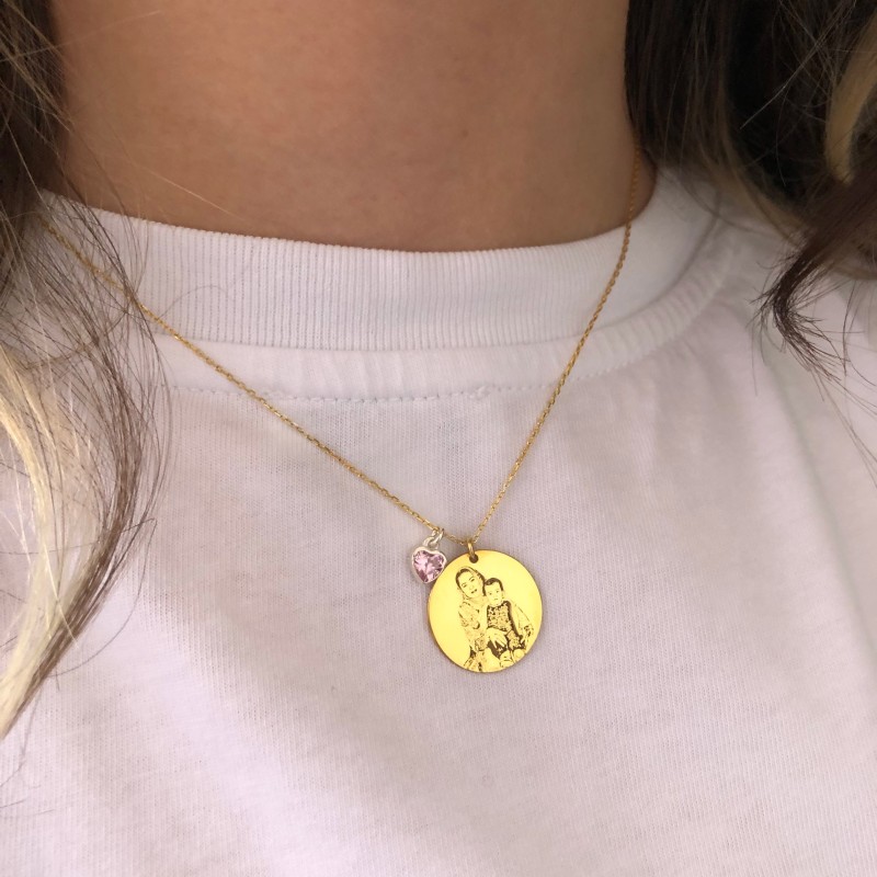 925 Ayar Gümüş Çizgisel Kolye Zirkon Kalpli