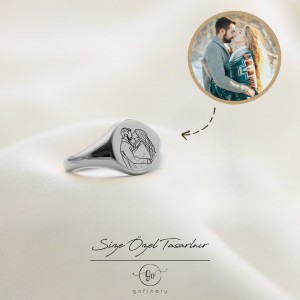 925 Ayar Gümüş ,Kişiye özel çizgisel yüzük (iki adet)