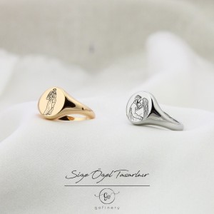 925 Ayar Gümüş ,Kişiye özel çizgisel yüzük (iki adet)