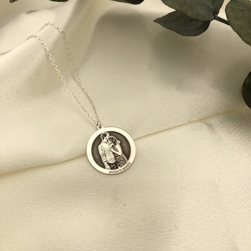 925 Ayar Gümüş Kişiye Özel Detaylı Unisex Kolye