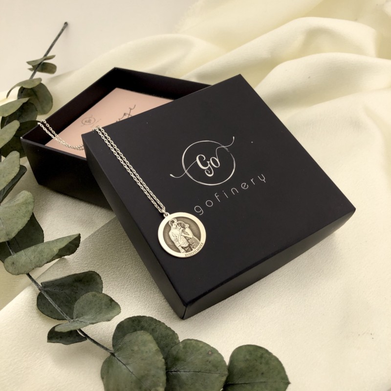 925 Ayar Gümüş Kişiye Özel Detaylı Unisex Kolye