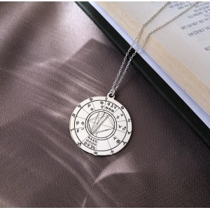 925 Ayar Gümüş Burç Haritası Kolye (3cm "büyük" plaka)