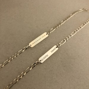 925 Ayar Gümüş Kişiye Özel Figaro Bileklik (İki Adet)