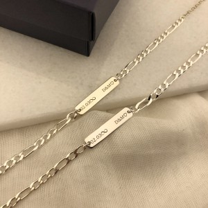 925 Ayar Gümüş Kişiye Özel Figaro Bileklik (İki Adet)