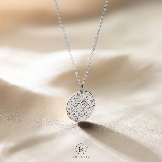 925 Ayar Gümüş Ay ve Yıldız haritası kolye  (Tarihe Özel)