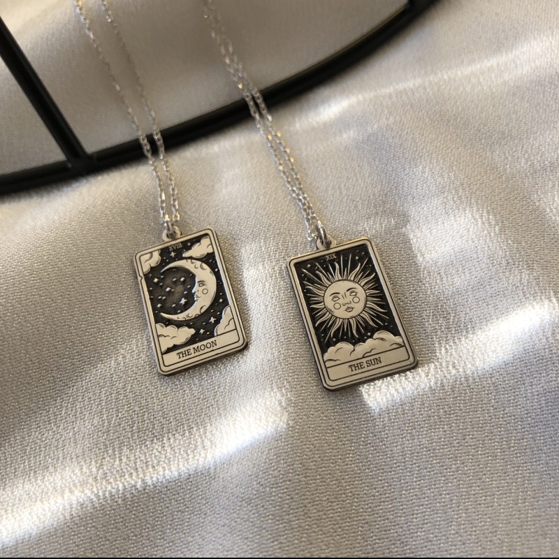 925 Ayar Gümüş Tarot kartları kolye