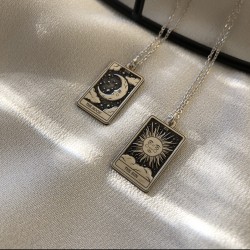 925 Ayar Gümüş Tarot kartları kolye