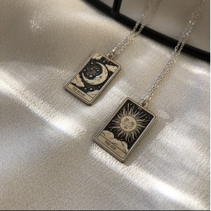 925 Ayar Gümüş Tarot kartları kolye