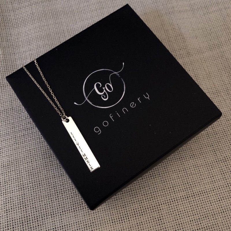 925 Ayar Gümüş Unisex bar Kolye