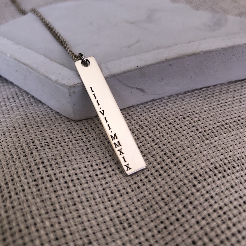 925 Ayar Gümüş Unisex bar Kolye