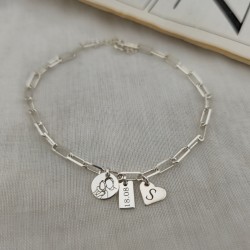 925 Ayar Gümüş Ataç Bileklik (Kişiselleştirilebilir) 925 Ayar Gümüş Ataç Bileklik (Kişiselleştirilebilir)