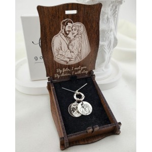 925 Ayar Gümüş Ay Evresi ve Fotoğraf kolye (Tarihe Özel)