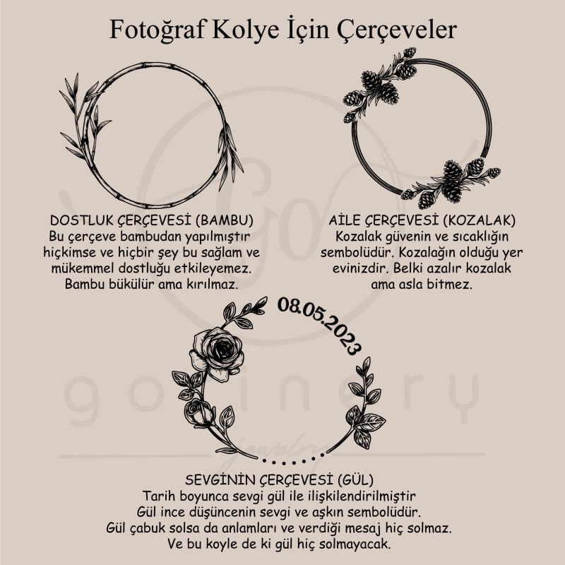 925 Ayar Gümüş Çerçeveli Kişiye Özel Çizgisel Kolye