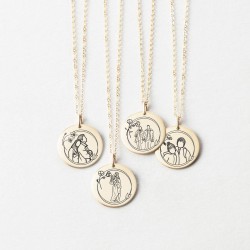 925 Ayar Gümüş Doğum Ayı Çerçeveli Kişiye Özel Çizgisel Kolye