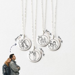 925 Ayar Gümüş Doğum Ayı Çerçeveli Kişiye Özel Çizgisel Kolye