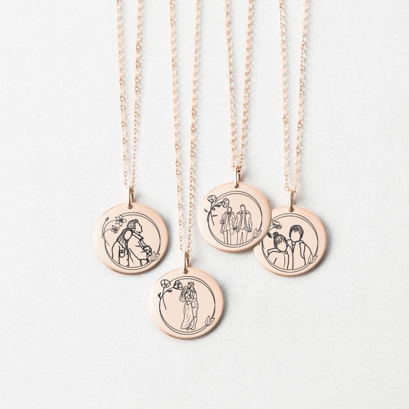 925 Ayar Gümüş Doğum Ayı Çerçeveli Kişiye Özel Çizgisel Kolye