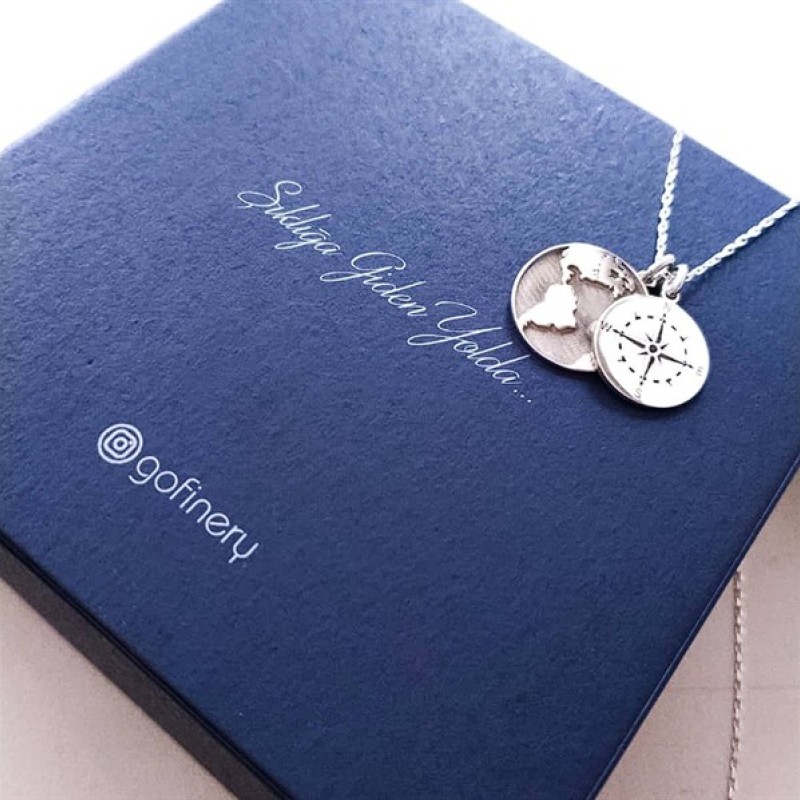 925 Ayar Gümüş Dünya Ve Pusula Kolye (unisex)