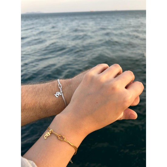 925 Ayar Gümüş Düğüm bileklik harfli (bir adet) 925 Ayar Gümüş Düğüm bileklik harfli (bir adet)