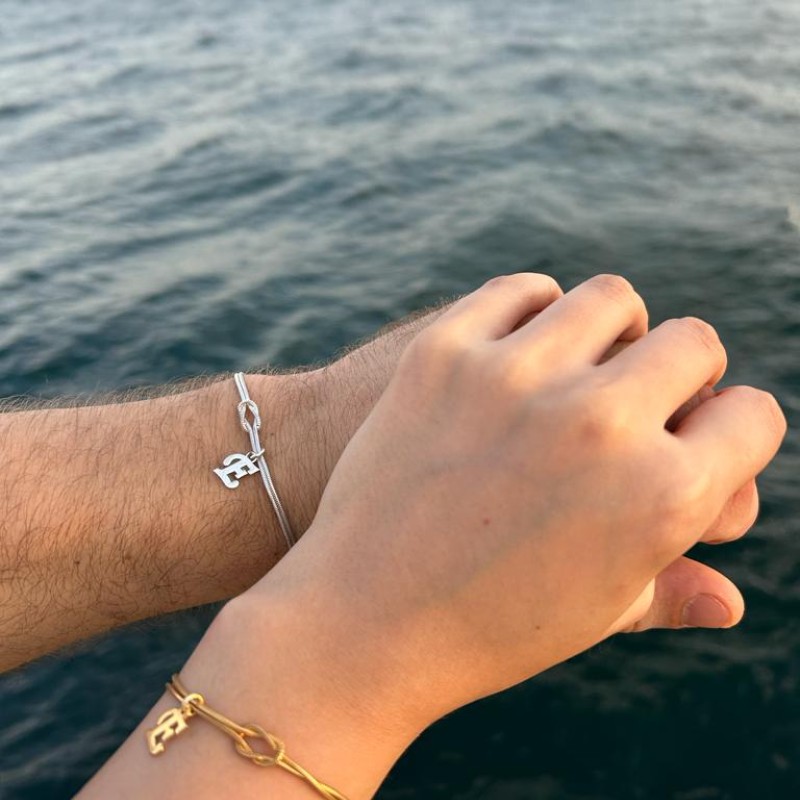 925 Ayar Gümüş Düğüm bileklik harfli (bir adet)