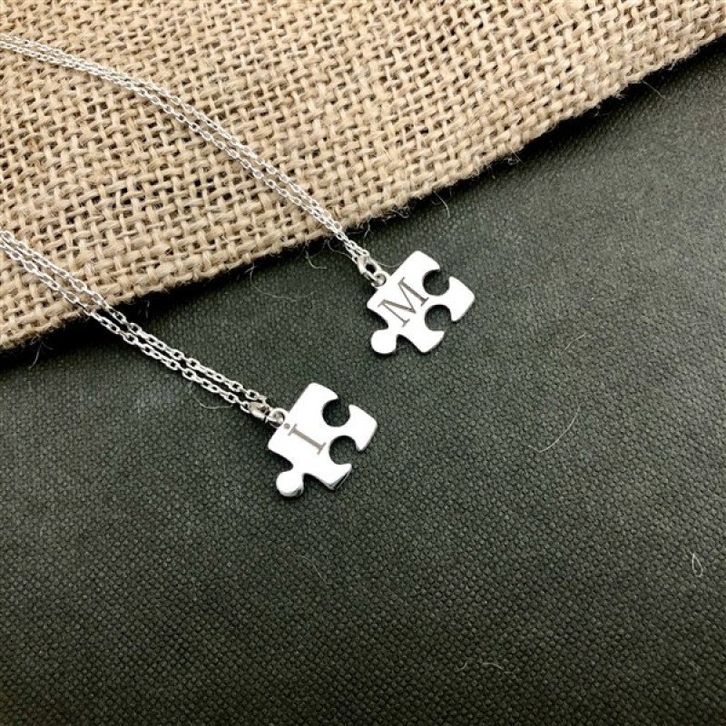 925 Ayar Gümüş Harfli Puzzle Kolye (1 adet) 