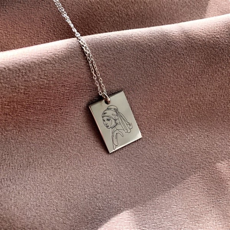 925 Ayar Gümüş İnci Küpeli Kız Kolye