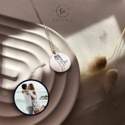 Çelik Kişiye Özel Çizgisel Kolye Çelik Kişiye Özel Çizgisel Kolye