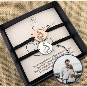 925 Ayar Gümüş Kişiye Özel (İki Adet) Çizgisel Örgülü Bileklik