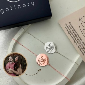 925 Ayar Gümüş Kişiye Özel (Bir Adet) Çizgisel Zincirli Bileklik