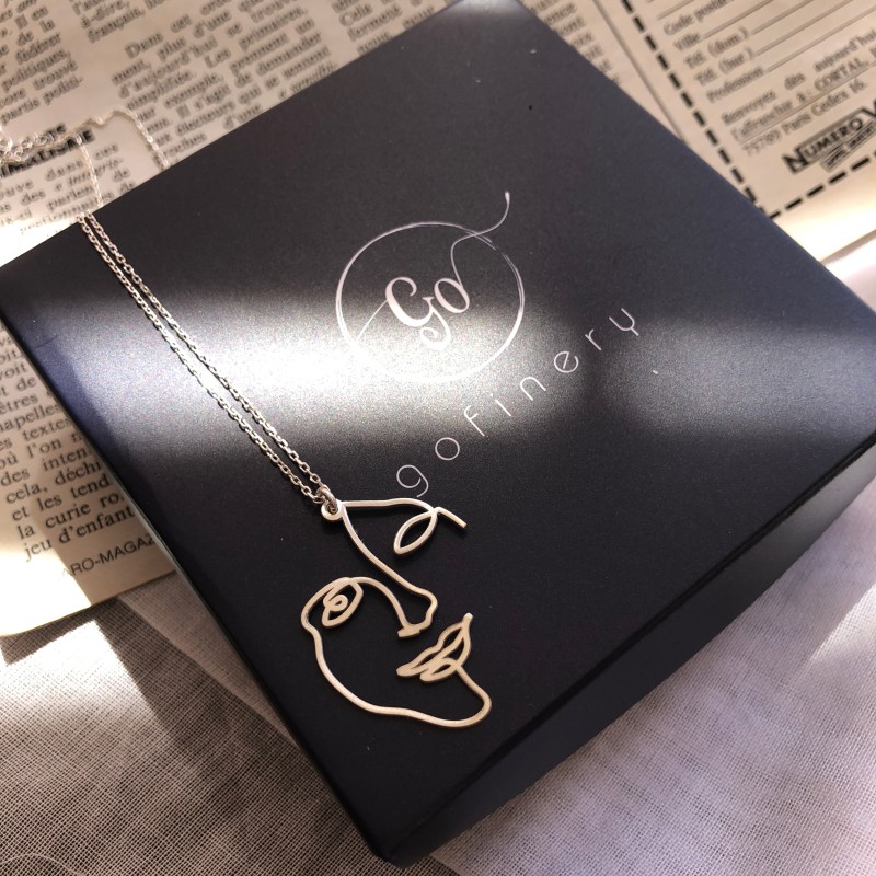 925 Ayar Gümüş Line Face Kolye