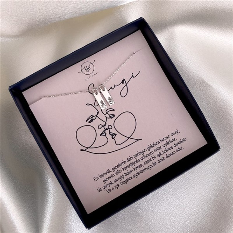 925 Ayar Gümüş Minimal Dikdörtgen İsim Kolye