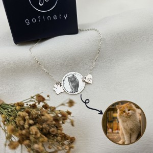 925 Ayar Gümüş Pati ve Kalp Pet Bileklik