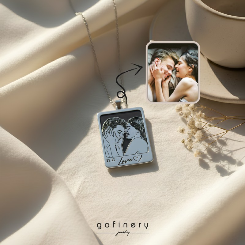 925 Ayar Gümüş Portre Fotoğraf Kolye