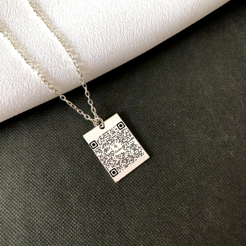 925 Ayar Gümüş Qr Kod Kolye