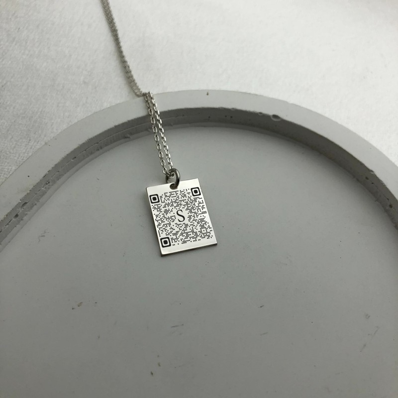 925 Ayar Gümüş Qr Kod Kolye