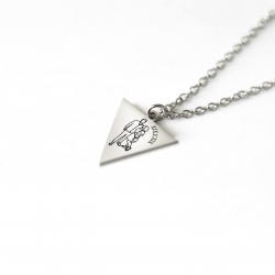 925 Ayar Gümüş  Üçgen Çizgisel Unisex Kolye